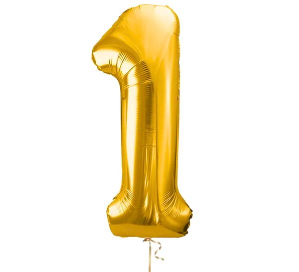 Cijfer 1 Helium Ballon Goud - Gevuld Met Helium - 66 cm - Ballonnenshop.nl