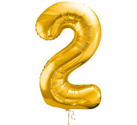 Cijfer 2 Helium Ballon Goud - Gevuld Met Helium - 66 cm - Ballonnenshop.nl