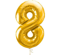 Cijfer 8 Helium Ballon Goud - Gevuld Met Helium - 66 cm - Ballonnenshop.nl