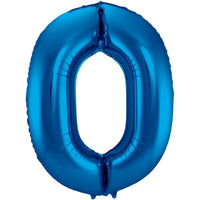 Cijfer Ballon 0 - Blauw - 86 cm - Ballonnenshop.nl