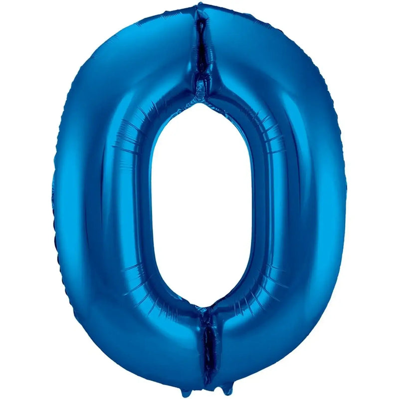 Cijfer Ballon 0 - Blauw - 86 cm - Ballonnenshop.nl