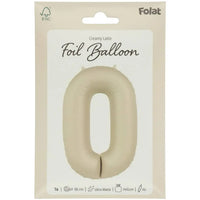 Cijfer Ballon 0 - Creamy Latte - Matt - 86 cm - Ballonnenshop.nl