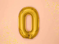 Cijfer Ballon 0 Goud 35 cm - Ballonnenshop.nl