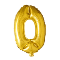 Cijfer Ballon 0 Goud - 41 cm - Ballonnenshop.nl