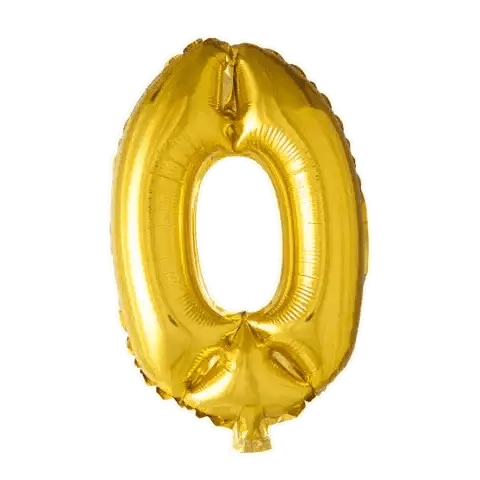 Cijfer Ballon 0 Goud - 41 cm - Ballonnenshop.nl