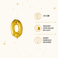 Cijfer Ballon 0 Goud - 41 cm - Ballonnenshop.nl
