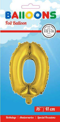 Cijfer Ballon 0 - Goud - 41 cm - Ballonnenshop.nl