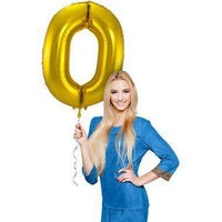 Cijfer Ballon 0 - Goud - 86 cm - Ballonnenshop.nl