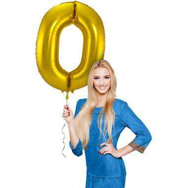Cijfer Ballon 0 - Goud - 86 cm - Ballonnenshop.nl