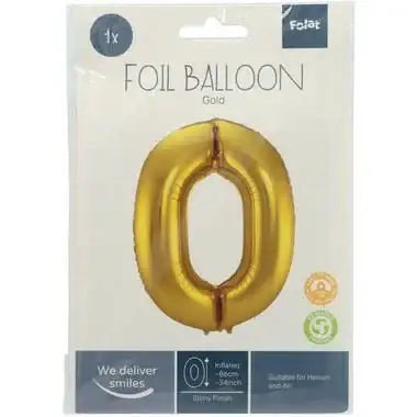 Cijfer Ballon 0 - Goud - 86 cm - Ballonnenshop.nl