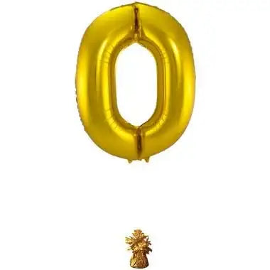Cijfer Ballon 0 - Goud - 86 cm - Ballonnenshop.nl