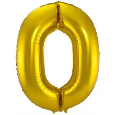 Cijfer Ballon 0 Goud - 86 cm - Ballonnenshop.nl