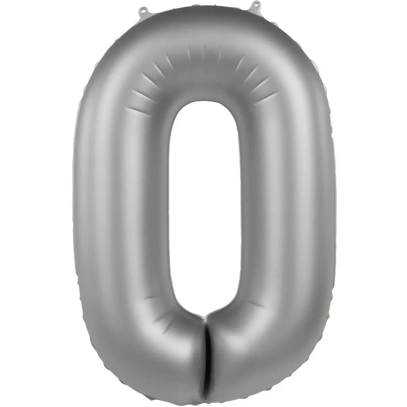 Cijfer Ballon 0 - Moonlight Zilver - 86 cm - Ballonnenshop.nl