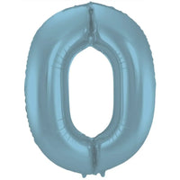 Cijfer Ballon 0 - Pastel Blauw - 86 cm - Ballonnenshop.nl