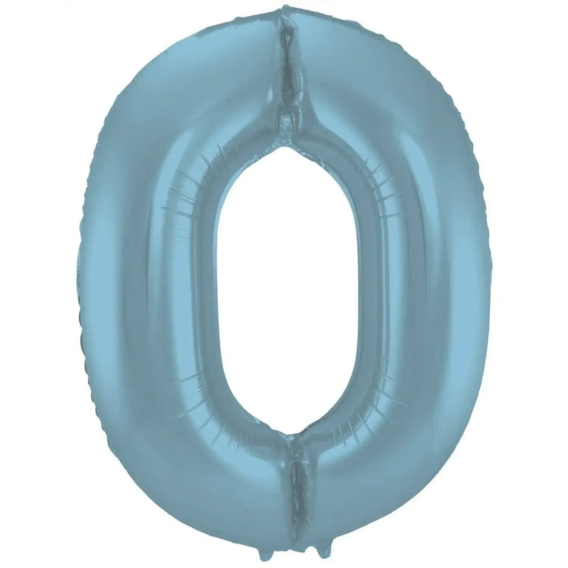 Cijfer Ballon 0 - Pastel Blauw - 86 cm - Ballonnenshop.nl