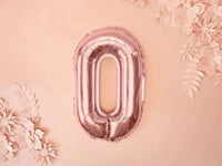 Cijfer Ballon 0 Rose Goud 35 cm - Ballonnenshop.nl