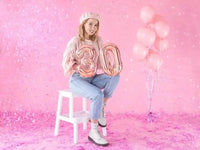 Cijfer Ballon 0 Rose Goud 35 cm - Ballonnenshop.nl