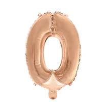 Cijfer Ballon 0 - Rose Goud - 41 cm - Ballonnenshop.nl