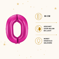 Cijfer Ballon 0 Roze - 86 cm - Ballonnenshop.nl