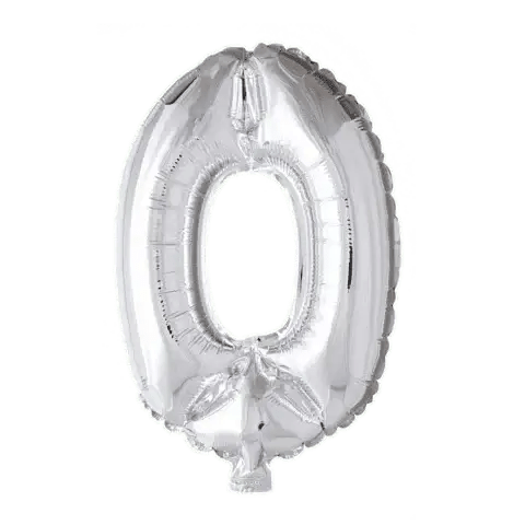 Cijfer Ballon 0 Zilver - 41 cm - Ballonnenshop.nl