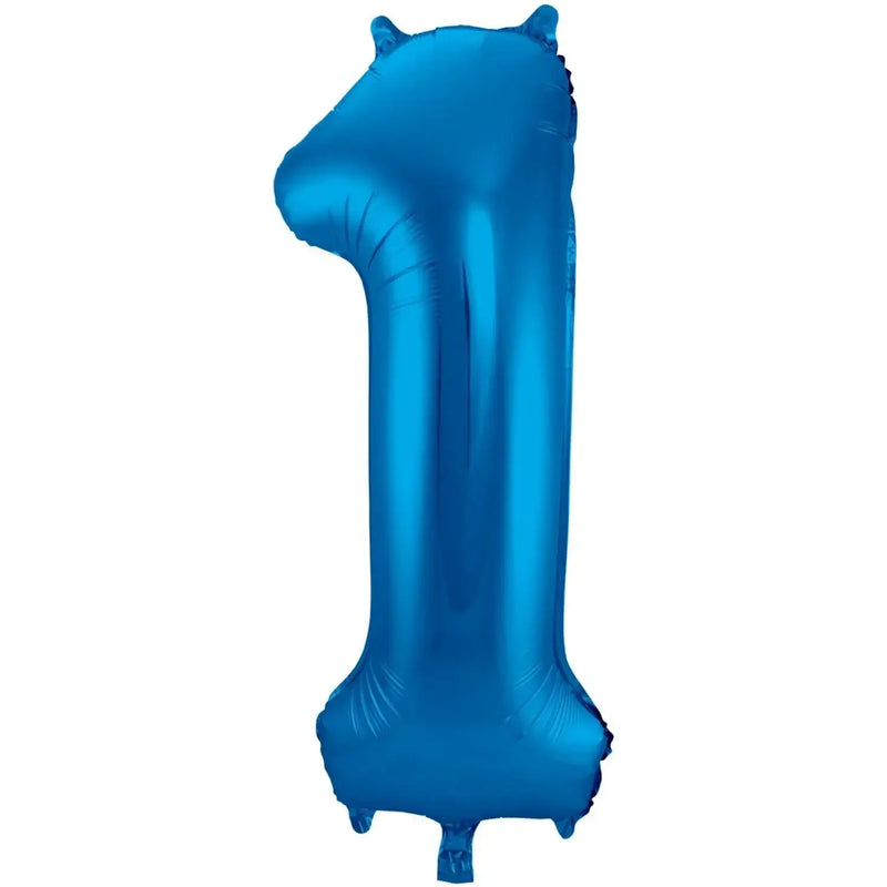 Cijfer Ballon 1 - Blauw - 86 cm - Ballonnenshop.nl