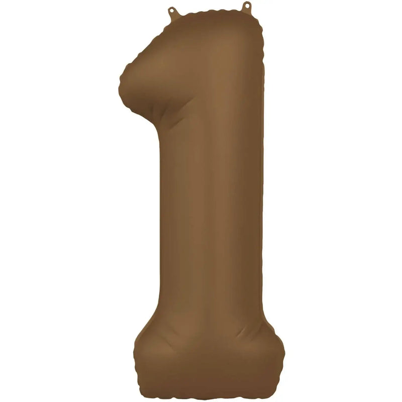 Cijfer Ballon 1 - Bruin - 86 cm - Ballonnenshop.nl