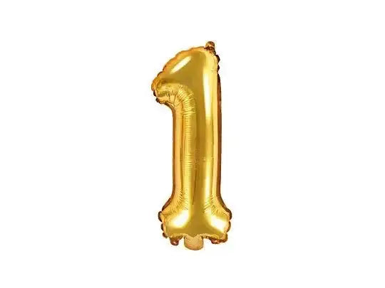 Cijfer Ballon 1 Goud 35 cm - Ballonnenshop.nl