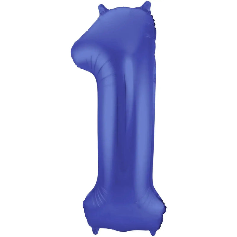 Cijfer Ballon 1 - Mat Blauw - 86 cm - Ballonnenshop.nl