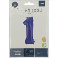 Cijfer Ballon 1 - Mat Blauw - 86 cm - Ballonnenshop.nl