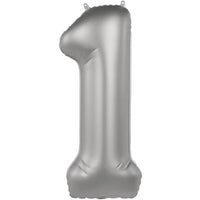 Cijfer Ballon 1 - Moonlight Zilver - 86 cm - Ballonnenshop.nl