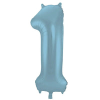 Cijfer Ballon 1 - Pastel Blauw - 86 cm - Ballonnenshop.nl