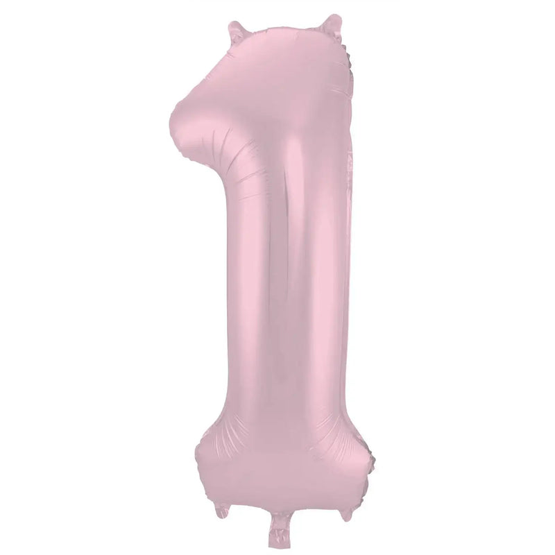 Cijfer Ballon 1 - Pastel Roze - 86 cm - Ballonnenshop.nl