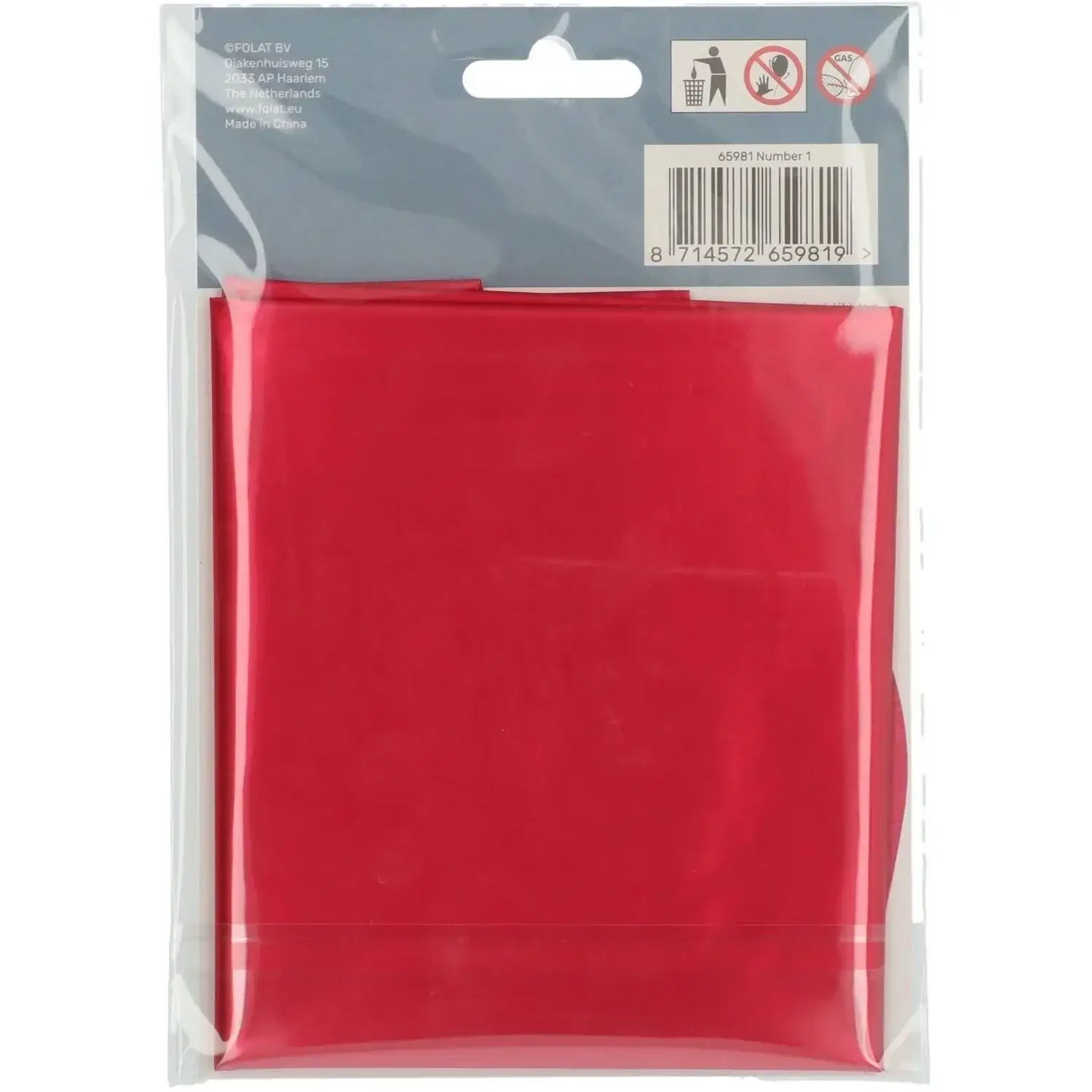 Cijfer Ballon 1 - Rood - 86 cm - Ballonnenshop.nl