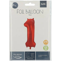 Cijfer Ballon 1 - Rood - 86 cm - Ballonnenshop.nl