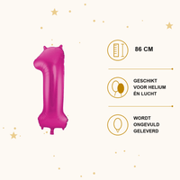 Cijfer Ballon 1 Roze - 86 cm - Ballonnenshop.nl