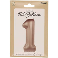Cijfer Ballon 1 - Starlight Goud - 86 cm - Ballonnenshop.nl