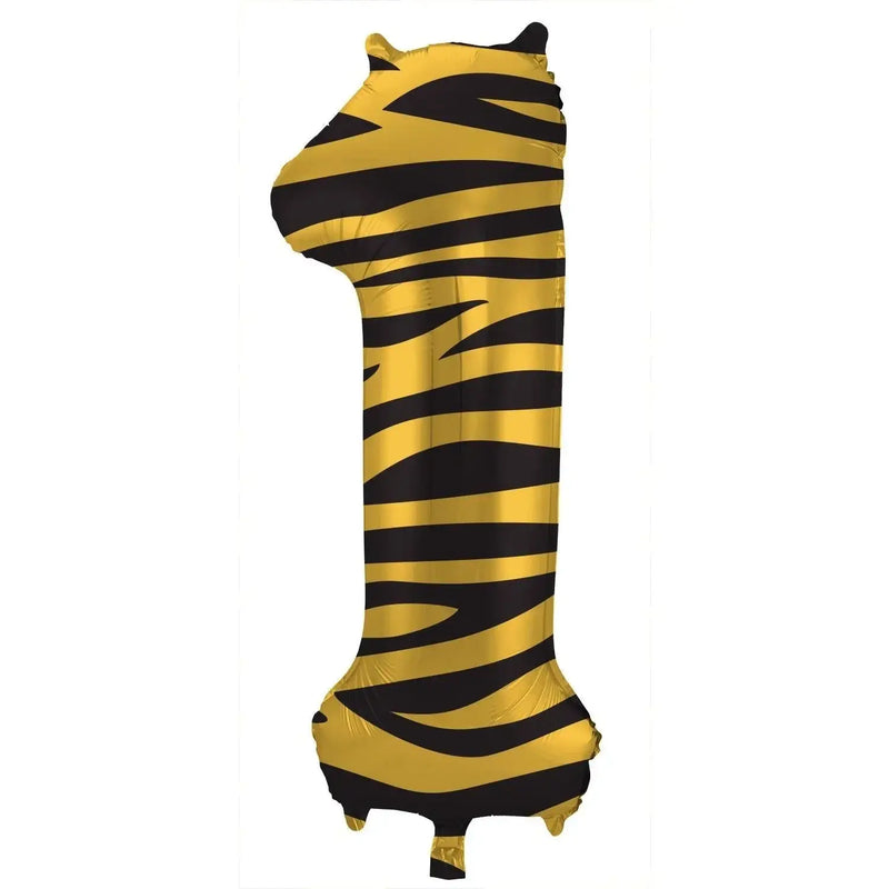 Cijfer Ballon 1 - Tijgerprint - 86 cm - Ballonnenshop.nl