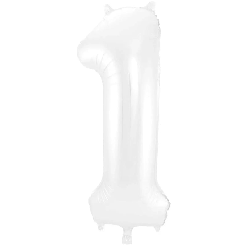 Cijfer Ballon 1 - Wit - 86 cm - Ballonnenshop.nl