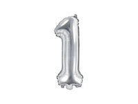 Cijfer Ballon 1 Zilver 35 cm - Ballonnenshop.nl