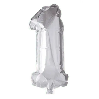 Cijfer Ballon 1 - Zilver - 41 cm - Ballonnenshop.nl