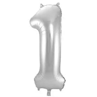 Cijfer Ballon 1 - Zilver - 86 cm - Ballonnenshop.nl
