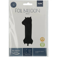 Cijfer Ballon 1 - Zwart - 86 cm - Ballonnenshop.nl