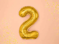 Cijfer Ballon 2 Goud 35 cm - Ballonnenshop.nl