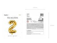 Cijfer Ballon 2 Goud 35 cm - Ballonnenshop.nl