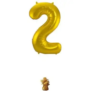 Cijfer Ballon 2 - Goud - 86 cm - Ballonnenshop.nl