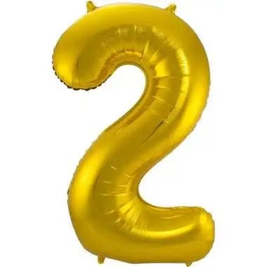 Cijfer Ballon 2 Goud - 86 cm - Ballonnenshop.nl