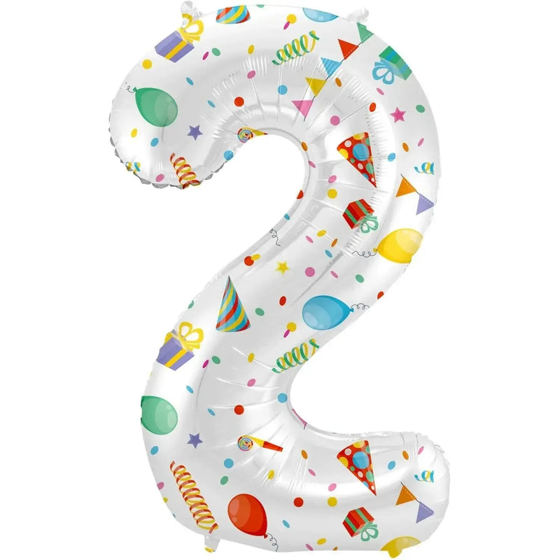 Cijfer Ballon 2 - Joyful Party - 86 cm - Ballonnenshop.nl