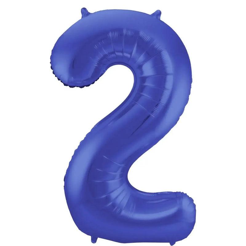 Cijfer Ballon 2 - Mat Blauw - 86 cm - Ballonnenshop.nl