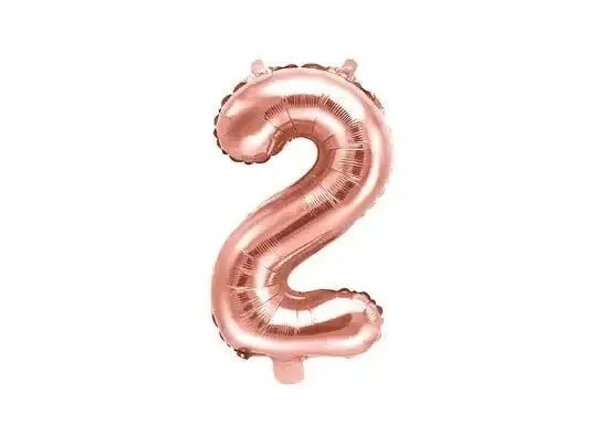 Cijfer Ballon 2 Rose Goud 35 cm - Ballonnenshop.nl
