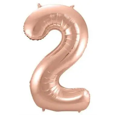 Cijfer Ballon 2 - Rose Goud - 86 cm - Ballonnenshop.nl